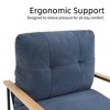 Modern Accent Chair, Comfy Chair with Removable Cushion, Vanity Chair with Wood Armrests for Living Room, Bedroom, Blue - 2 of 4
