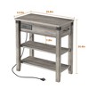 Acekool Flip-Top End Table with Storage Drawer, USB Ports & Outlets, Side Table with Shelves and Storage Bag for Small Spaces - 3 of 4