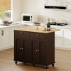 Celebalcony Rolling Kitchen Island Cart With Butcher Block Top – Portable Workstation With Storage Shelves, 2 Drawers & Locking Wheels - 3 of 4