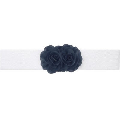 INSPIRE CHIC Women's Large Chiffon Rose Double-Flower Elastic Stretch Wide Corset Waist Belt 1 Pc