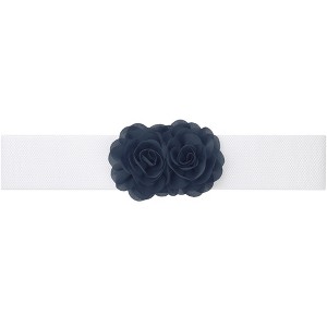 INSPIRE CHIC Women's Large Chiffon Rose Double-Flower Elastic Stretch Wide Corset Waist Belt 1 Pc - 1 of 4