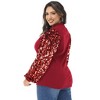 Anna-Kaci Women's Plus Size Sequin Sweatshirt Mock Neck Pullover Long Lantern Sleeve Glitter Party Tops - 4 of 4