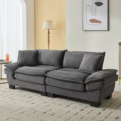 SKRAN Loveseat Sofa with Pillows Upholstered,Corduroy Sleeper Couch Deep Seat for Bedroom,Living Room,Apartment,Office,Dorm