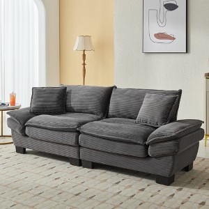 SKRAN Loveseat Sofa with Pillows Upholstered,Corduroy Sleeper Couch Deep Seat for Bedroom,Living Room,Apartment,Office,Dorm - 1 of 4