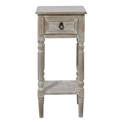 Farmhouse Chic White Wood Accent Table with Storage, 14" x 29"