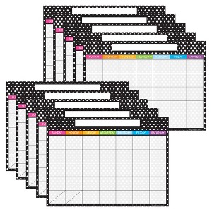 Ashley Productions® Smart Poly® PosterMat Pals™ Space Savers, 13" x 9-1/2", BW Dots Calendar, Pack of 10 - 1 of 3