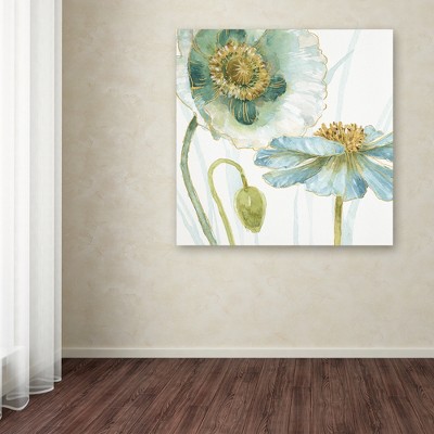 Lisa Audit Blue and Teal Floral Canvas Art, 18 in