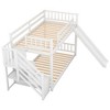 Multifunctional Twin Over Twin Bunk Bed With Slide Handrail Guardrail Staircase Space-Saving Bedroom Dormitory Furniture For Kids Teens Bedroom - 3 of 4