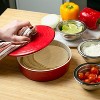 RSVP International Stoneware Tortilla Warmer & Server with Lid, Microwave and Oven Safe, 8" Dia x 3", Red - 4 of 4