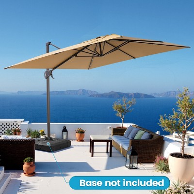 Crestlive Products 10FT UV30+ Patio Umbrella  Square with 360°Rotation 6 Heights Adjustable Aluminum Pole Offset Cantilever Outdoor Umbrella