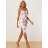 Allegra K Women's Floral Ruched Mesh Side Slit Summer Bodycon Dress - 3 of 4