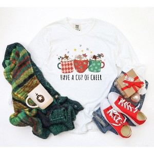 Simply Sage Market Women's Have A Cup Of Cheer Long Sleeve Garment Dyed Tee - 1 of 4