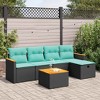 vidaXL 6 Piece Patio Sofa Set with Cushions Black Poly Rattan - 2 of 4