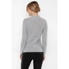 JENNIE LIU Women's 100% Pure Cashmere Long Sleeve Chuncky Rib Funnel Neck Sweater - 3 of 3
