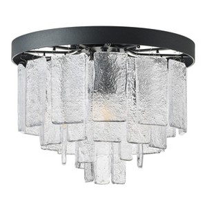 Modern Crystal Flush Mount Ceiling Light with Tiered Textured Glass Panels for Hallway or Bedroom - 1 of 4