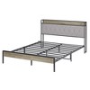Bed frame with charging station Queen size,Grey, 87.8'' L x 61.8'' W x 39.2'' H - 3 of 4