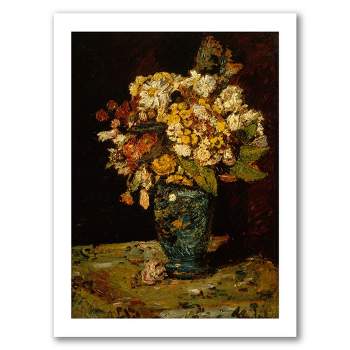 Americanflat Flowers In A Blue Vase by Adolphe Monticelli botanical Wall Art