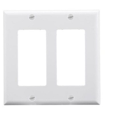 Monoprice 2-Gang Dcor Wall Plate - White  for Home ,Office, Personal Install