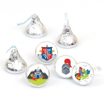 Big Dot of Happiness Calling All Knights & Dragons - Medieval Birthday Party Round Candy Sticker Favors - Labels Fit Hershey's Kisses (1 sheet of 108)