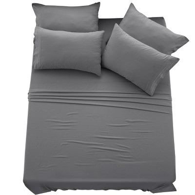 6 Piece Bed Sheet Set Ultra Soft Brushed Microfiber Solid Sheets with Pillow Cases - Lux Decor Collection