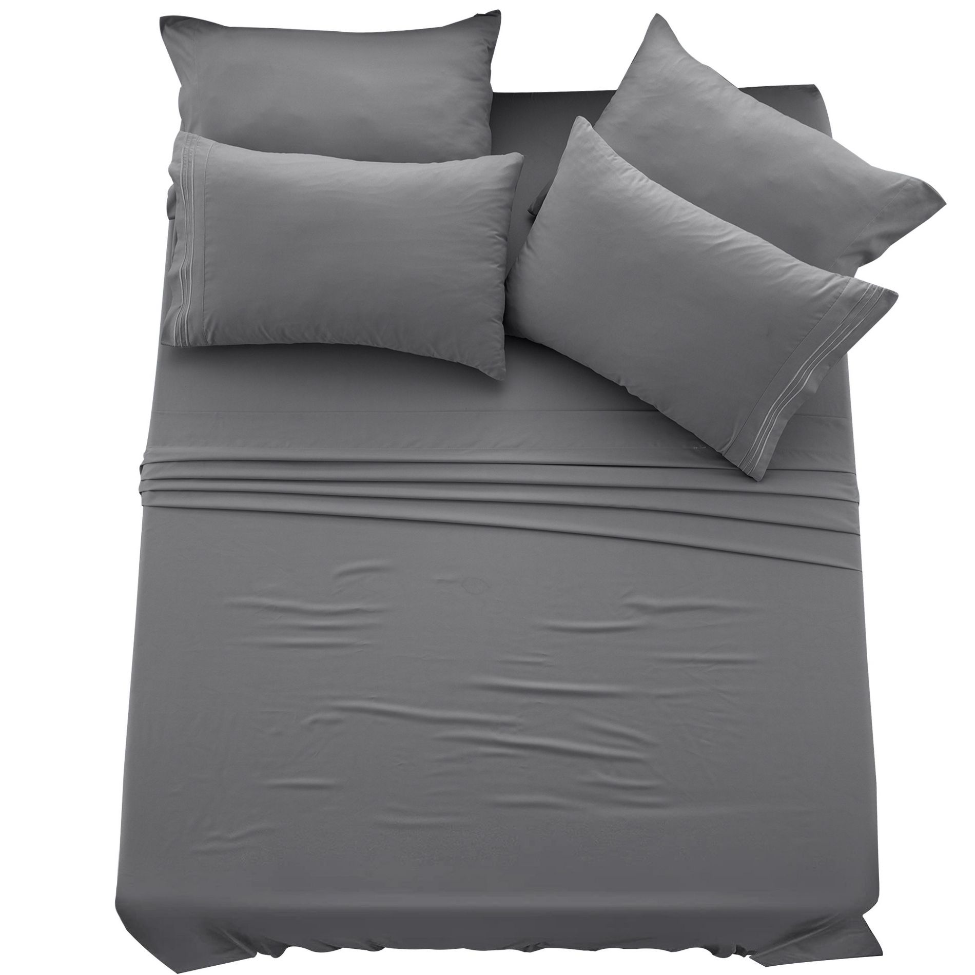 6 Piece Bed Sheet Set Ultra Soft Brushed Microfiber Solid Sheets with Pillow Cases - Lux Decor Collection