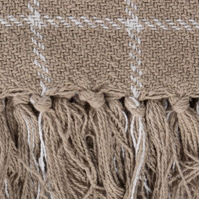 Stone Checked Plaid Cotton Sherpa Throw Blanket