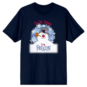 Frosty The Snowman Falling Snow Men's Navy Tshirt - 1 of 1