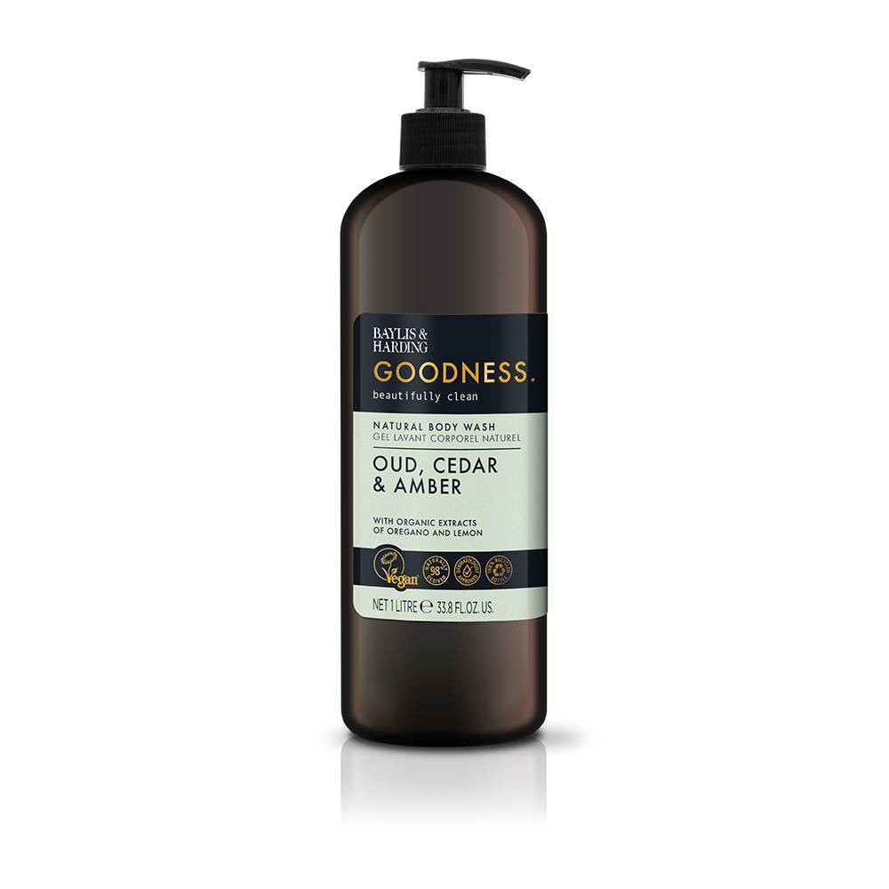 Photos - Shower Gel Baylis & Harding Goodness Oud Body Wash with Pump - Cedar and Amber - 33.8 fl oz