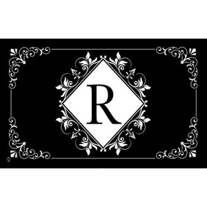 Briarwood Lane Everyday Doormat 30x18 Indoor Outdoor Black and White Monogram R Doormat - 1 of 4