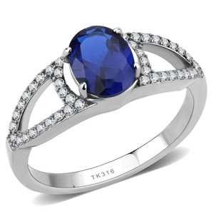 Slickblue Women's Stainless Steel Ring with London Blue Synthetic Spinel, No Plating Finish, Pave Design, Size 5-10 - 1 of 4