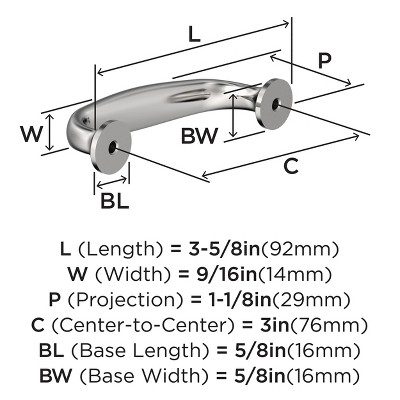 Polished Chrome 3-Inch Modern Cabinet Drawer Pull