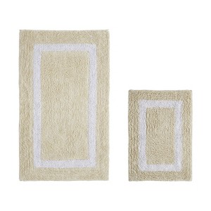 Hotel Bath Rug 100% Premium Cotton Tufted Weave Two Tone Reversible 2 Piece Bathroom Rug Set, Super Soft & Water Absorbent, Machine Washable Bathmat - 1 of 4