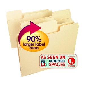 Smead SuperTab Heavyweight File Folder,  Oversized 1/3-Cut Tab, Letter Size, Manila, 50 Per Box (10401) - 1 of 4