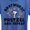 Women's - Peanuts - Bratwurst Pretzel And Repeat Snoopy Short Sleeve Graphic T-Shirt - 2 of 4