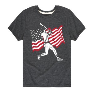 Boys' - Instant Message - Baseball Player American Flag Short Sleeve Graphic T-Shirt - 1 of 4