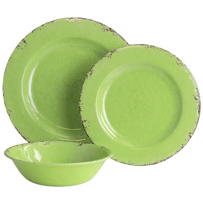 Gibson Mauna Green Melamine 12-Piece Dinnerware Set