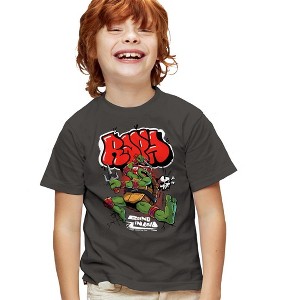 Teenage Mutant Ninja Turtles: Mutant Mayhem Raph Ninja Kids T Shirt For Youth, Charcoal - 1 of 4