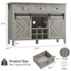 Homhougo 59.06'' Farmhouse Buffet Cabinet with Sliding Barn Door, 33.4'' Tall Rustic Sideboard with 3 Drawer, Adjustable Shelf Gray - 2 of 4