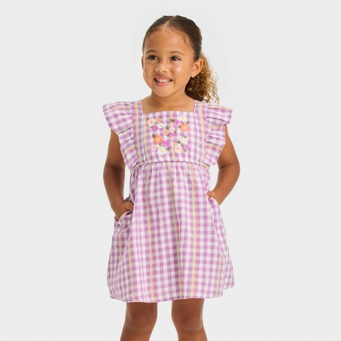 Toddler Girls' Gingham Dress - Cat & Jack™ Purple 12M