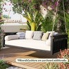 Outdoor Garden Balcony Hammock Swing Chair,Sloped Design Patio Minimalist Twin Size Swing Bed,Wood Porch Backyard Hammock with Rope-Coolbibila - 2 of 4
