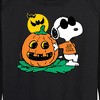 Women's - Peanuts - Snoopy Joe Cool Halloween Pumpkin Lightweight French Terry Wide Neck Long Sleeve Shirt - 2 of 4