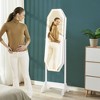 Costway Standing Jewelry Cabinet Armoire Organizer LED Light Mirror Lockable White - 3 of 4