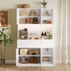 71" Kitchen Pantry Cabinet with LED Lights & Power Outlets - Hutch Storage with Microwave Stand, Adjustable Shelves - 3 of 4