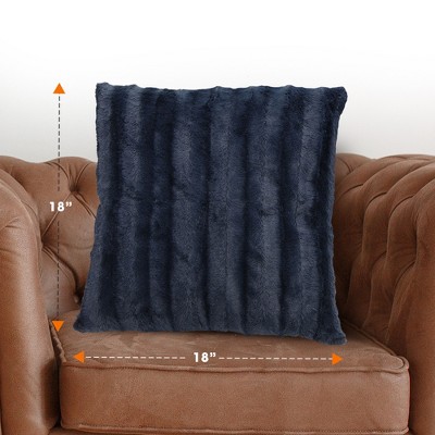 Blue Faux Fur Decorative Pillow Cover 18" x 18"