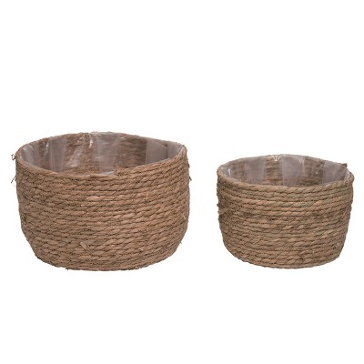 Transpac Natural 13 in. Brown Spring Grass Pot Set of 2