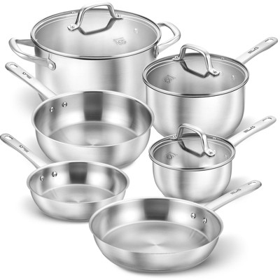 KOCH SYSTEME CS Stainless Steel 10 pcs Cookware Set, Pots and Pans Kitchen Set, Induction, Oven, Dishwasher Safe, Professional Chef Quality