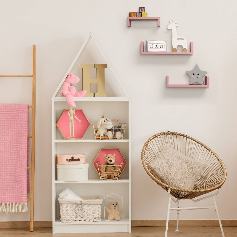 Set of 3 Picture Ledge Shelf for Kids&#39; Room Pink - InPlace, 2 of 9