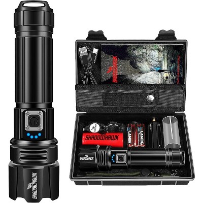 Shadowhawk High Lumens LED Flashlight, 3000 Lumen XHP70.2, Rechargeable, Waterproof, Adjustable Focus, Powerful Light