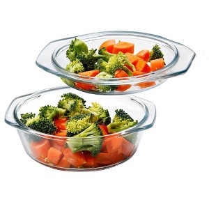 Itopfox Small Round Glass Casserole Dish with Lid, Microwave and Oven Safe Mini Glass Bowl for Cooking and Serving - 1 of 4