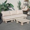 Moda Furnishings 3-person Outdoor Patio Aluminum Wood Grain Seating Group With Beige Cushions - 2 of 4